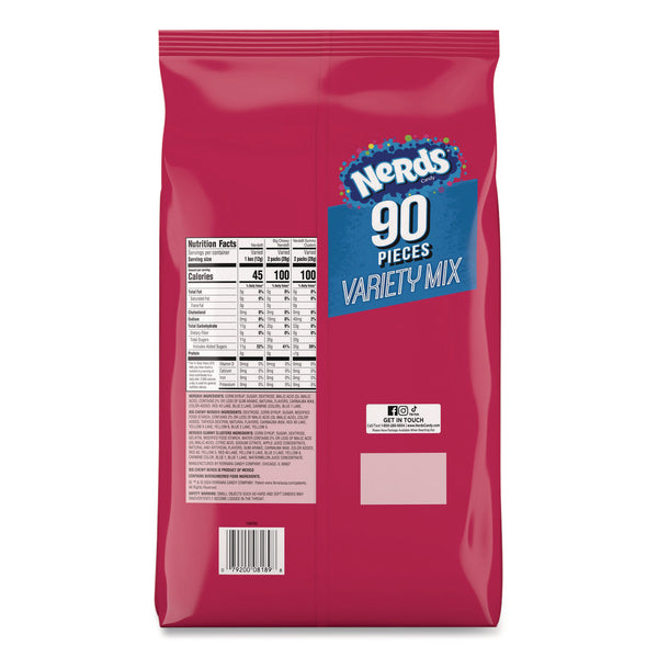 NERDS® Variety Mix, 90 Pieces, Assorted Flavors, 2.6 lb Bag (NRDFER08189) Each