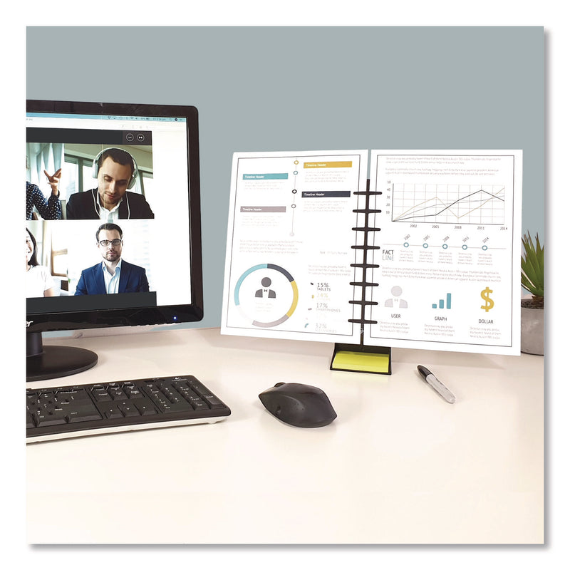 NoteTower Desktop Pro Plastic Document Stand Bar, 2 Sheet Capacity, Plastic, Black (NWRNTR3001) Each