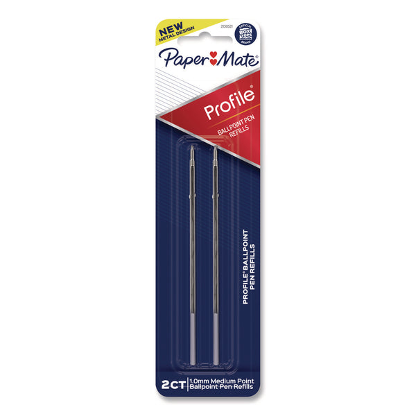 Papermate® Refill for Paper Mate Profile Ballpoint Pens, Medium 1 mm Conical Tip, Black Ink, 2/Pack (PAP2130521) Pack of 2