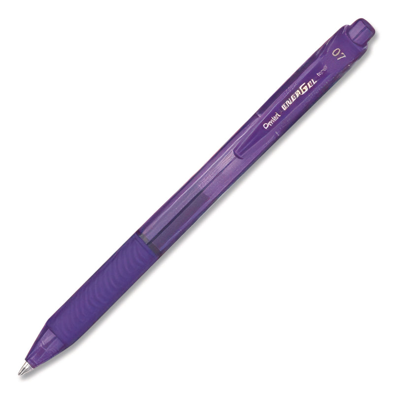 Pentel® EnerGel-X Gel Pen, Retractable, Medium 0.7 mm, Violet Ink, Translucent Violet/Violet Barrel (PENBL107VEA) Each