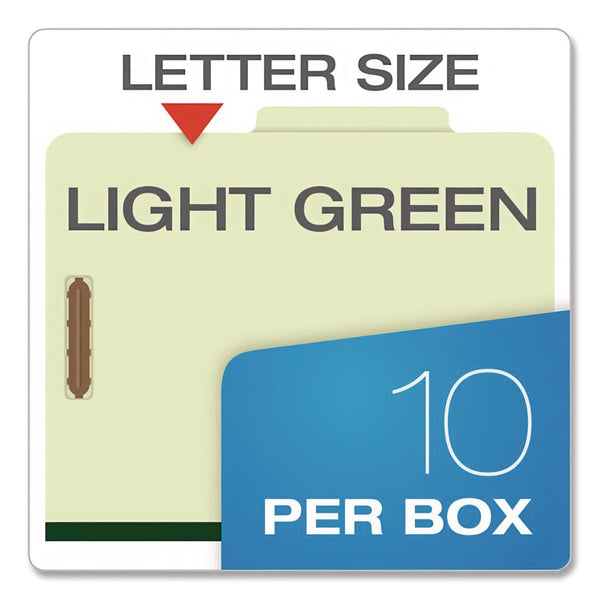 Pendaflex Reinforced Pressboard Classification Folders, 1.75" Expansion, 1 Divider, 4 Fasteners, Letter Size, Green Exterior, 10/Box (PFX17172) Box of 10