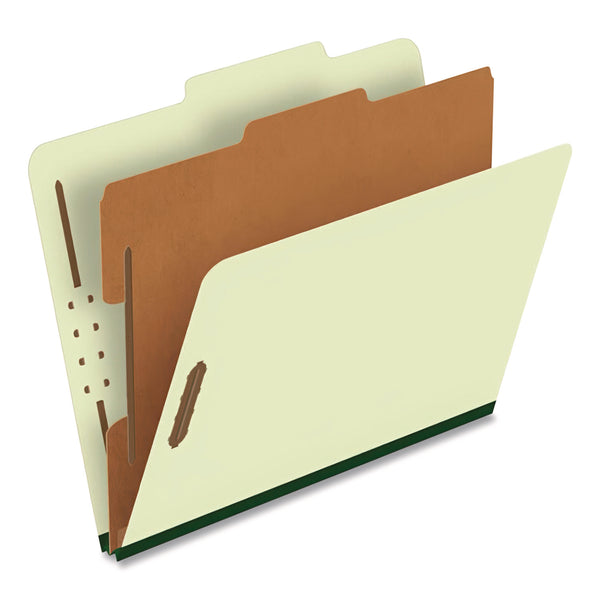 Pendaflex Reinforced Pressboard Classification Folders, 1.75" Expansion, 1 Divider, 4 Fasteners, Letter Size, Green Exterior, 10/Box (PFX17172) Box of 10