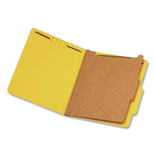 Pendaflex Reinforced Pressboard Classification Folders, 1.75" Expansion, 1 Divider, 4 Fasteners, Letter Size, Yellow Exterior, 10/Box (PFX23734) Box of 10