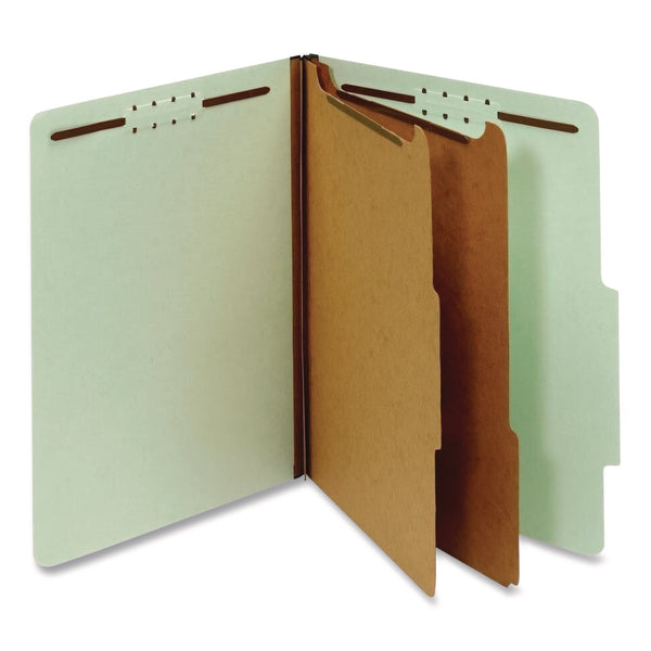 Pendaflex Reinforced Pressboard Classification Folders, 2.5" Expansion, 2 Dividers, 6 Fasteners, Letter Size, Green Exterior, 10/Box (PFX24076R) Box of 10