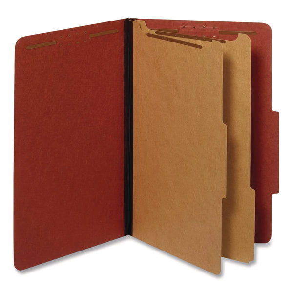 Pendaflex Reinforced Pressboard Classification Folders, 2.5" Expansion, 2 Dividers, 6 Fasteners, Legal Size, Red Exterior, 10/Box (PFX29075R) Box of 10