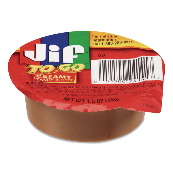 Jif To Go® Spreads, Creamy Peanut Butter, 1.5 oz Cup, 36/Carton (SMU515002411) Case of 36
