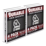 Durable D-Ring View Binders, 3 Rings, 0.5" Capacity, 11.5" x 8.5", White, 4/Pack (SAMMP46417) Pack of 4