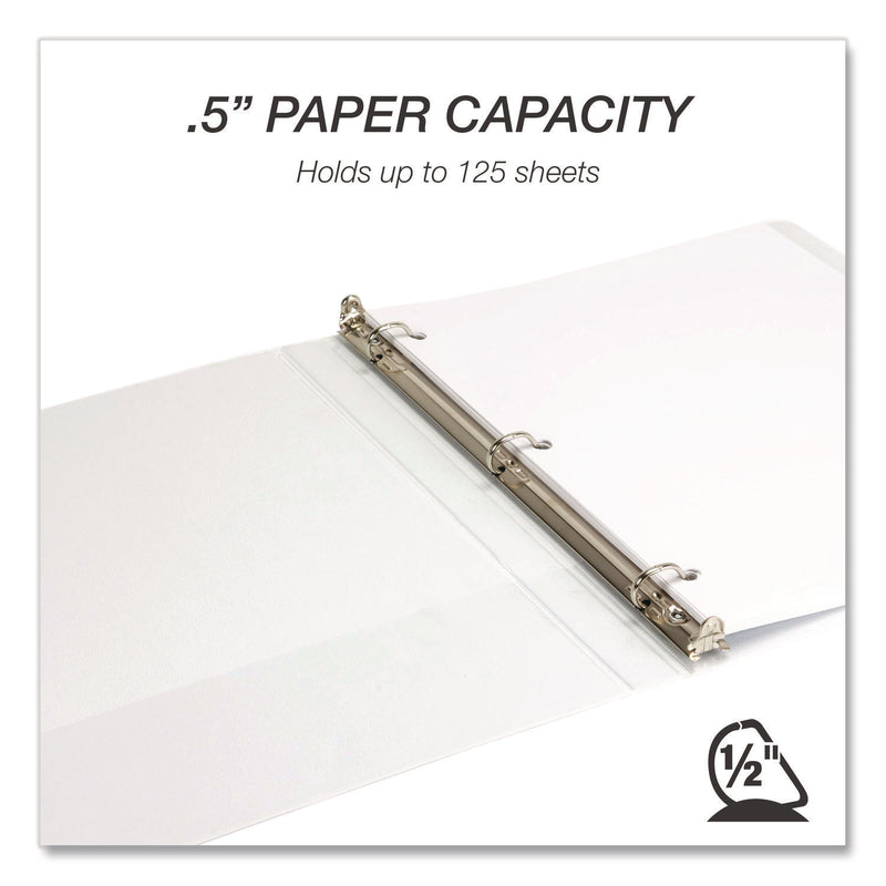 Durable D-Ring View Binders, 3 Rings, 0.5" Capacity, 11.5" x 8.5", White, 4/Pack (SAMMP46417) Pack of 4