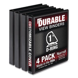 Durable D-Ring View Binders, 3 Rings, 1" Capacity, 11.5" x 8.5", Black, 4/Pack (SAMMP46430) Pack of 4