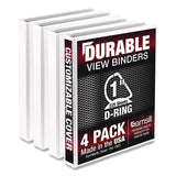 Durable D-Ring View Binders, 3 Rings, 1" Capacity, 11.5" x 8.5", White, 4/Pack (SAMMP46437) Pack of 4