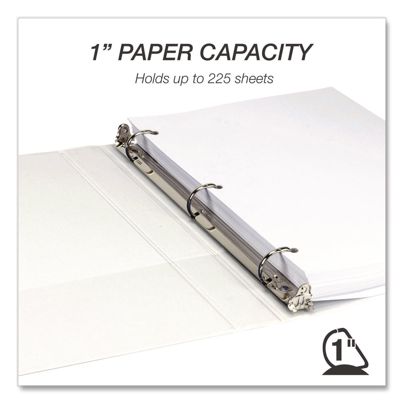 Durable D-Ring View Binders, 3 Rings, 1" Capacity, 11.5" x 8.5", White, 4/Pack (SAMMP46437) Pack of 4