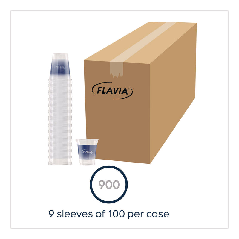 Flavia™ Cold Cups 12 oz, Blue Band Flavia Logo, Clear/Blue, 900/Carton (LAV25200058) Case of 900