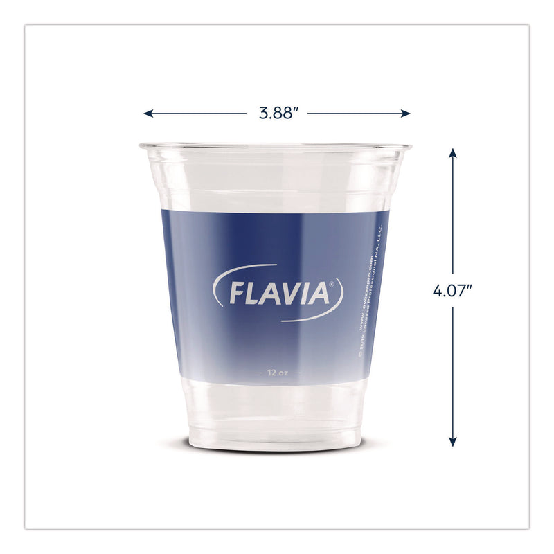 Flavia™ Cold Cups 12 oz, Blue Band Flavia Logo, Clear/Blue, 900/Carton (LAV25200058) Case of 900