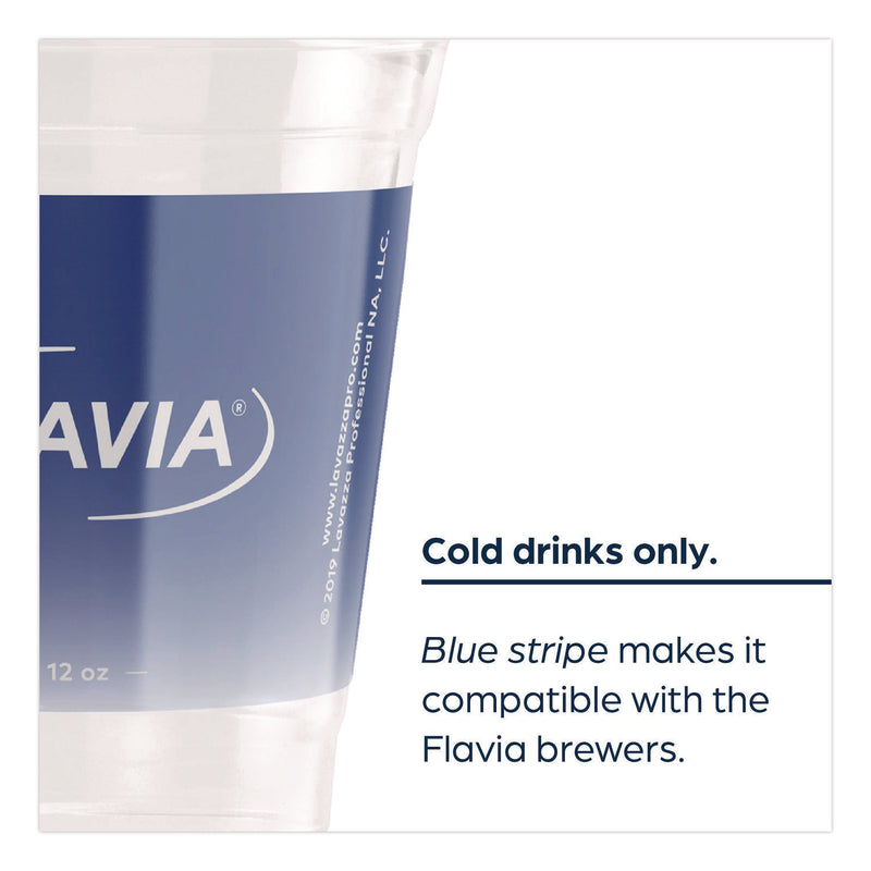 Flavia™ Cold Cups 12 oz, Blue Band Flavia Logo, Clear/Blue, 900/Carton (LAV25200058) Case of 900