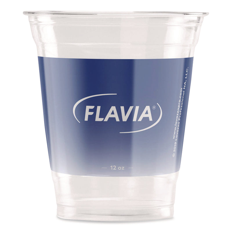 Flavia™ Cold Cups 12 oz, Blue Band Flavia Logo, Clear/Blue, 900/Carton (LAV25200058) Case of 900