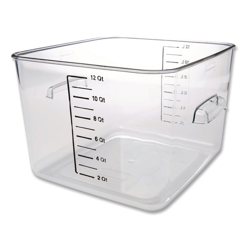 Square Storage Container, 12 qt, 10.5 x 11.31 x 7.75, Clear, Plastic (RCPFG631200CLR) Each