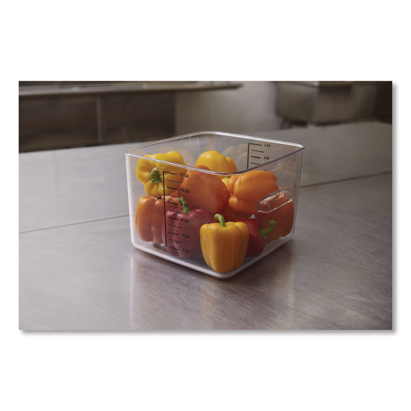 Square Storage Container, 12 qt, 10.5 x 11.31 x 7.75, Clear, Plastic (RCPFG631200CLR) Each