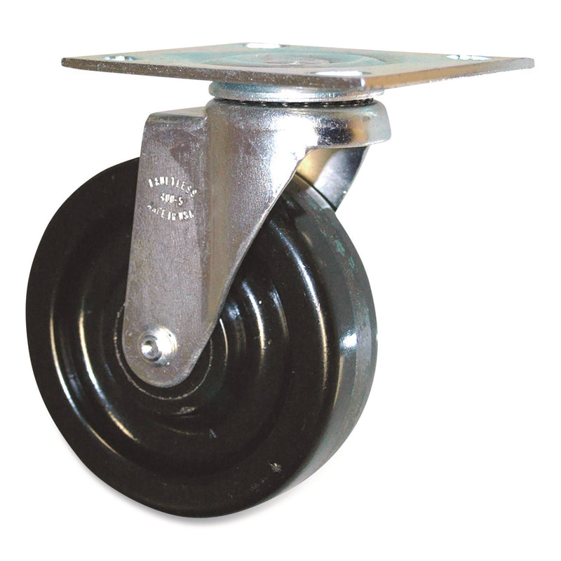 5-Inch Swivel Plate Caster, 4.5" x 3.75" Plate Stem, Black (SGSFG1316L20000) Each