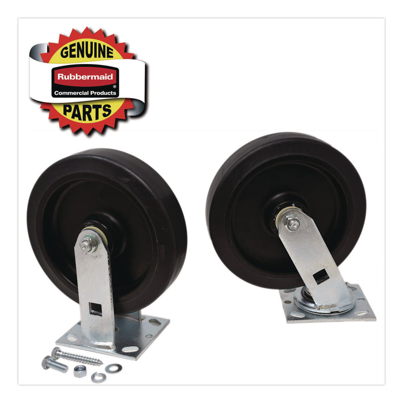 Replacement Plate Casters, 4" x 4.5" Swivel/Rigid Mount Plate, 8" Wheel, Black, 4 /Set (SGSFG4436L80000) Each