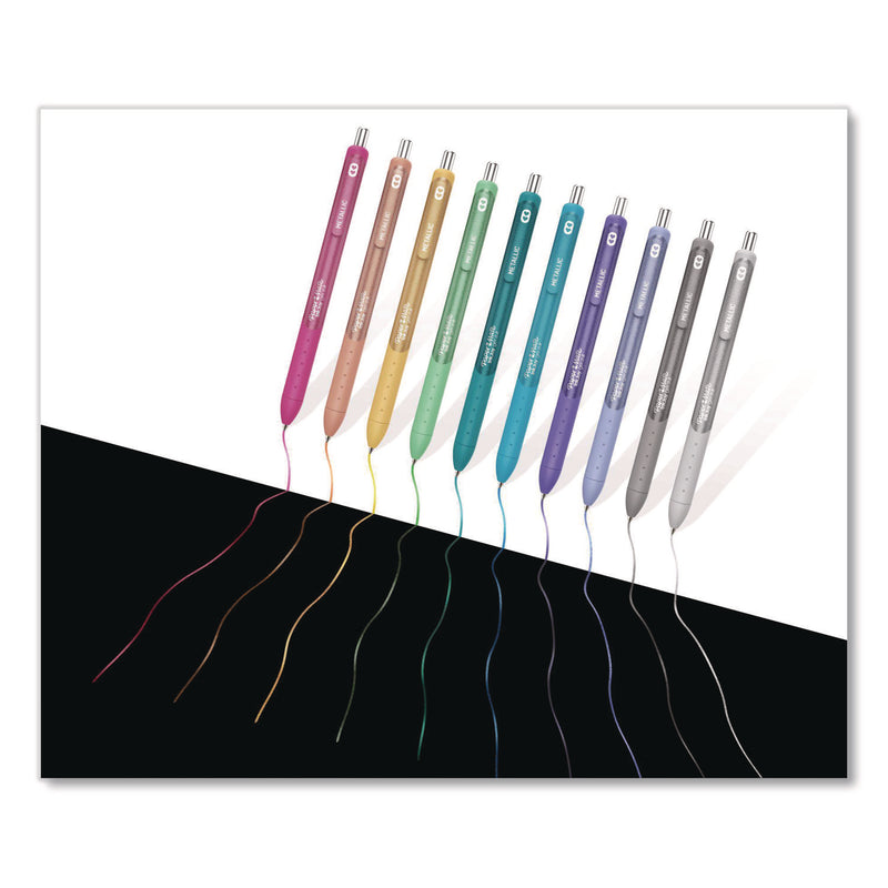 Papermate® InkJoy Metallic Gel Pen, Retractable, Medium 0.8 mm, Assorted Ink, Assorted Barrel, 10/Pack (SAN2208638) Pack of 10