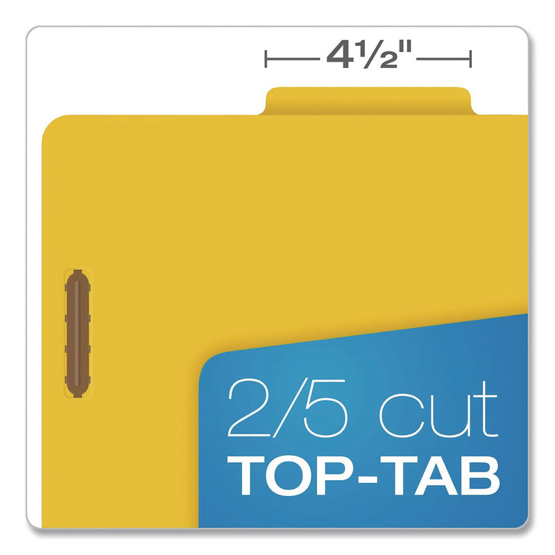 Pendaflex Reinforced Pressboard Classification Folders, 1.75" Expansion, 1 Divider, 4 Fasteners, Letter Size, Yellow Exterior, 10/Box (PFX23734) Box of 10