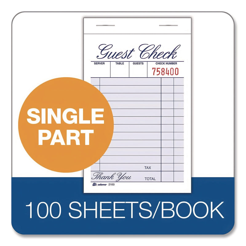 Adams Business Forms One-Part Guest Check Pad, One-Part (No Copies), 3.35 x 4.94, 100 Forms/Pad, 12 Pads/Pack (ABF210012) Pack of 12