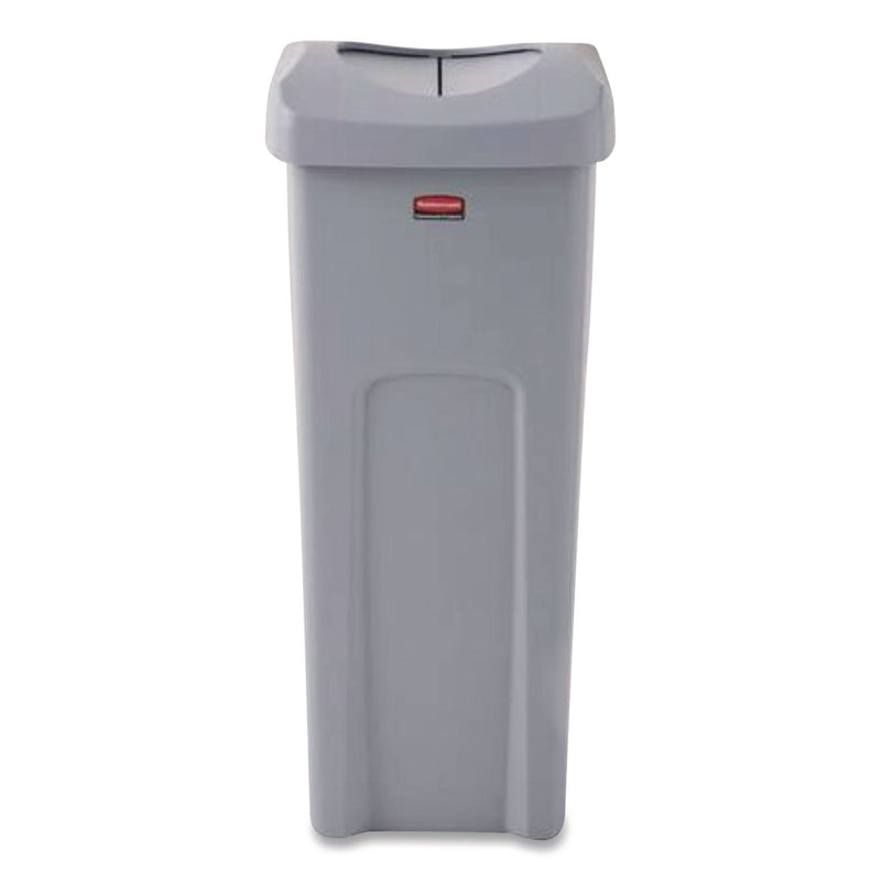 Universal Square Trash Can with Swing Lid, 23 gal, Plastic, Gray (RCP2143862) Each