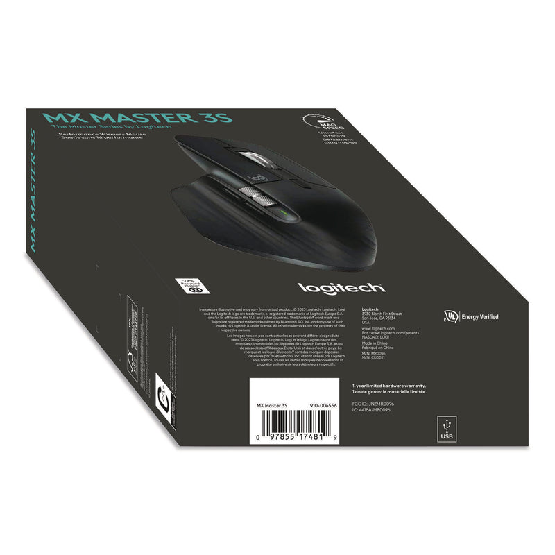 Logitech® MX Master 3S for Business Wireless Mouse, 33 ft Wireless Range, Right, Black (LOG910006581) Each