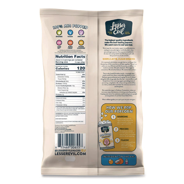 Snack Organic Himalayan Gold Popcorn, 0.88 oz Bag, 18/Carton (LSULSN00691) Case of 18