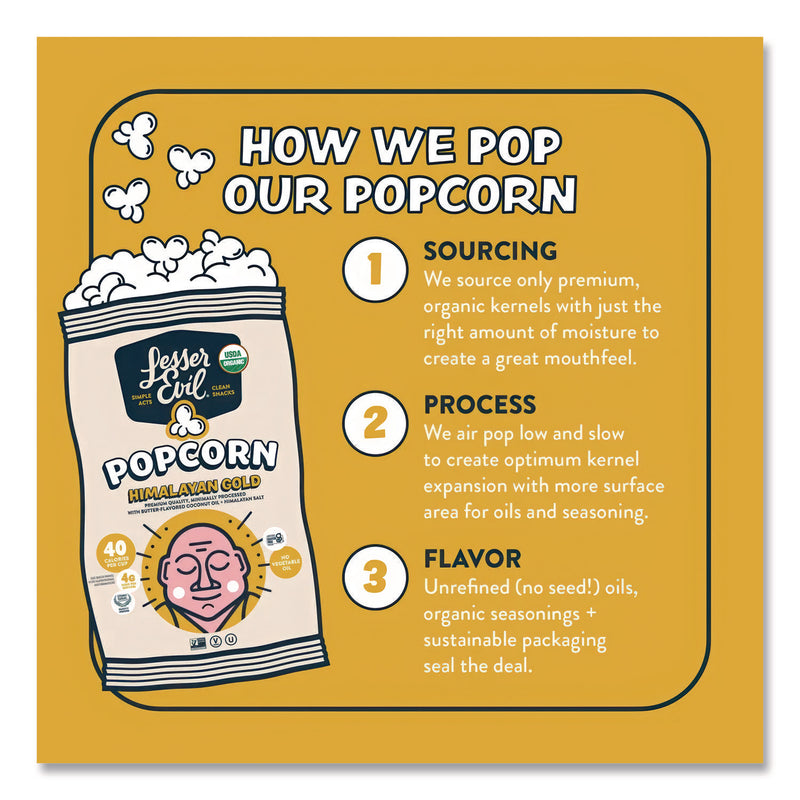 Snack Organic Himalayan Gold Popcorn, 0.88 oz Bag, 18/Carton (LSULSN00691) Case of 18