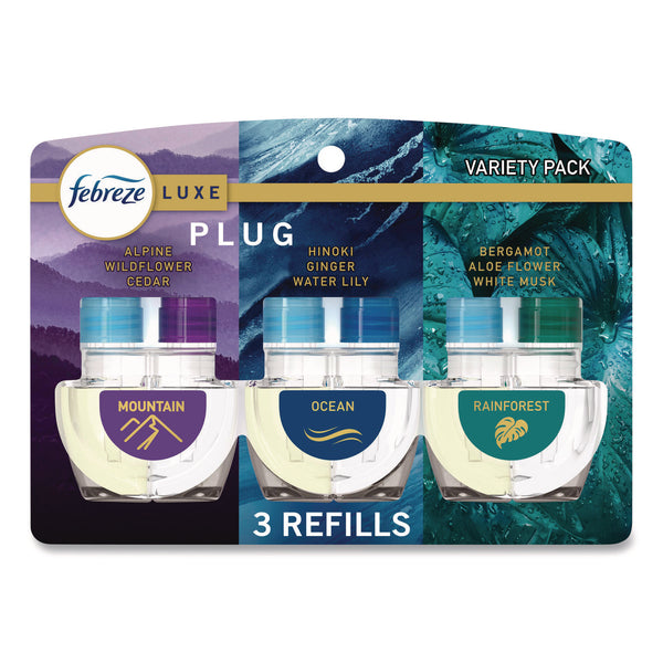 Febreze PLUG Air Freshener Refills, Mountain/Ocean/Rainforest, 2.63 oz, 3/Pack, 6 Packs/Carton (PGC16249) Case of 6