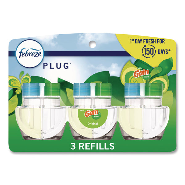 Febreze PLUG Air Freshener Refills, Gain Scent, 2.63 oz, 3/Pack, 6 Packs/Carton (PGC13842) Case of 6