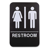 Excello Global Products® Indoor/Outdoor Restroom with Braille Text, 6 x 9, Black Face, White Graphics, 3/Pack (EXOHD0275S) Pack of 3