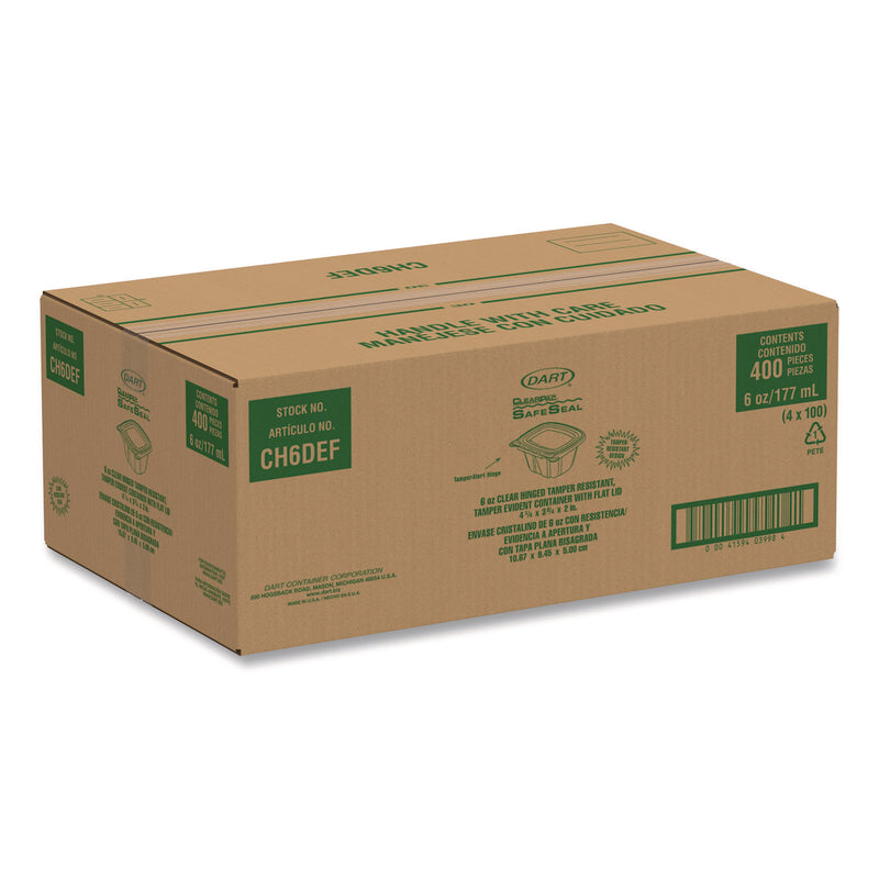 ClearPac SafeSeal Tamper-Resistant, Tamper-Evident Containers, 3.72 x 4.2 x 1.97, Clear, Plastic, 400/Carton (DCCCH6DEF) Case of 400