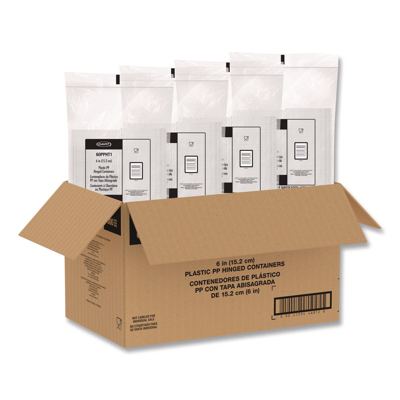 Microwaveable Hinged Containers, 6.31 x 6.31 x 3, Clear, Plastic, 300/Carton (DCC60PPHT1) Case of 300