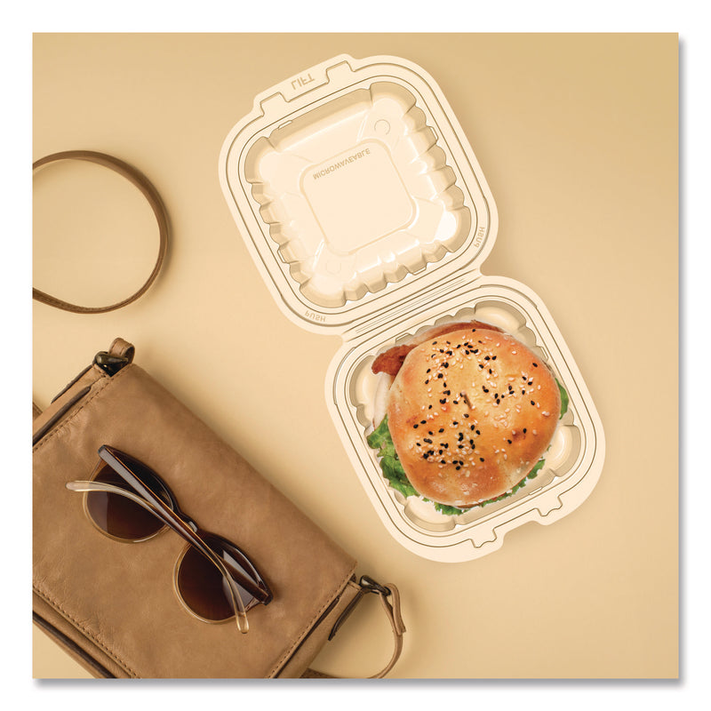 Microwaveable Hinged Containers, 6.31 x 6.31 x 3, Clear, Plastic, 300/Carton (DCC60PPHT1) Case of 300