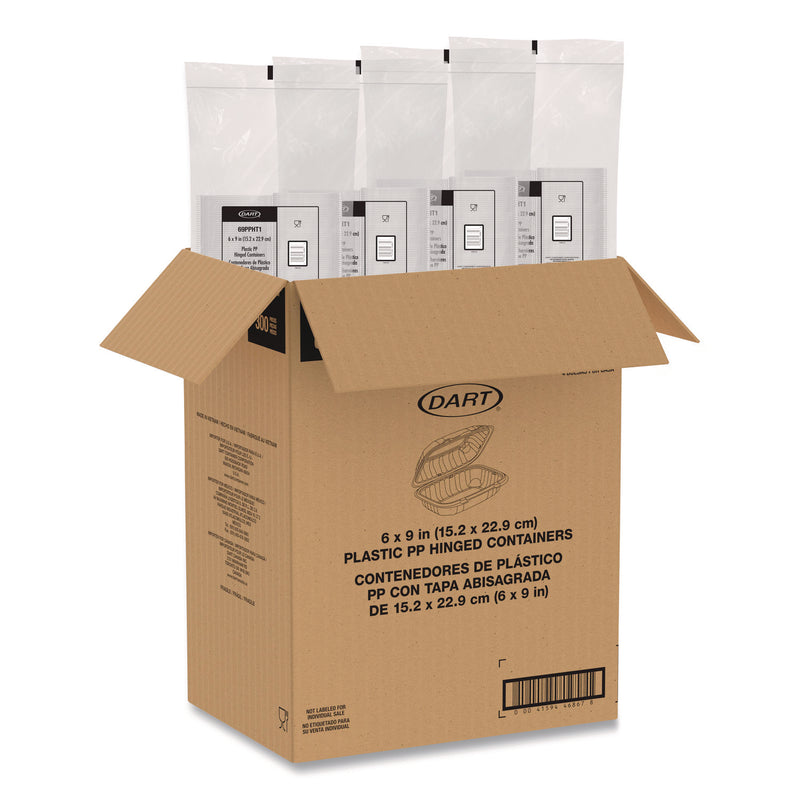 Microwaveable Hinged Containers, 6.5 x 9 x 3, Clear, Plastic, 300/Carton (DCC69PPHT1) Case of 300