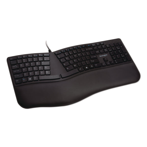 Kensington® Pro Fit Ergo Wired Keyboard, Black (KMW75400) Each