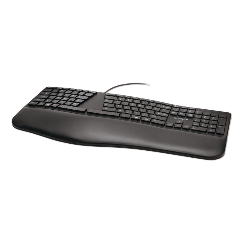 Kensington® Pro Fit Ergo Wired Keyboard, Black (KMW75400) Each