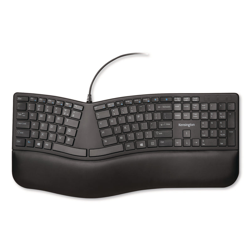 Kensington® Pro Fit Ergo Wired Keyboard, Black (KMW75400) Each