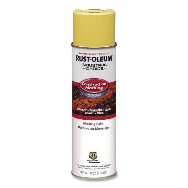 Industrial Choice M1400 System Water-Based Construction Marking Paint, Flat High Vis Yellow, 17 oz Aerosol Can, 12/Carton (RST264695) Case of 12