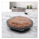 Solo Creative Carryouts OctaView Hinged Lid Containers, 9.13 x 9.55 x 2.38, Black/Clear, Plastic, 100/Carton (SCC809013PP94) Case of 100