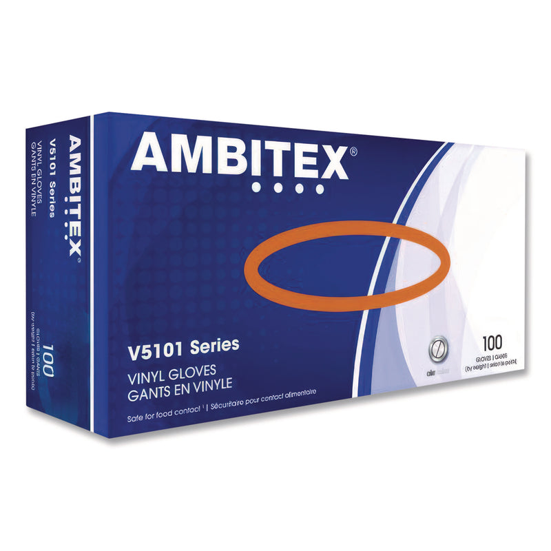 AMBITEX V5101 Series Latex-Free Powdered Vinyl Gloves, 3 mil, Small, Clear, 100/Box (TXIVSM5101) Box of 100