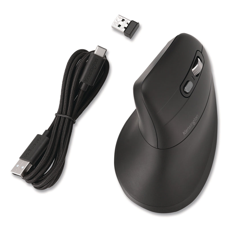 Kensington® Pro Fit Ergo MY630 EQ Rechargeable Mouse, 2.4 GHz/30 ft Wireless Range, Right Hand Use, Black (KMW72484) Each