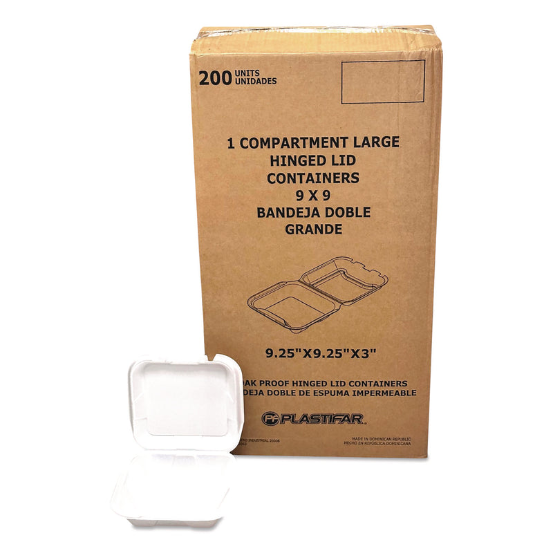 Foam Hinged Lid Containers, 9 x 10 x 3, White, Foam, 200/Carton (PST12084) Case of 200