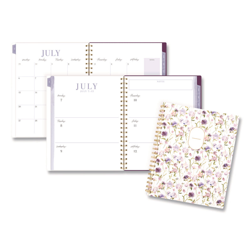 Cambridge® Leah Bisch Petite Floral Academic Weekly Monthly Planner, 11 x 8.5, Purple/Green Cover, 12-Month (July to June): 2025 to 2026 (AAGLB38905A) Each