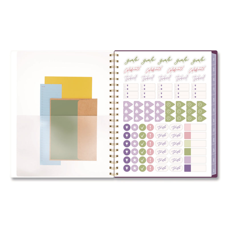 Cambridge® Leah Bisch Petite Floral Academic Weekly Monthly Planner, 11 x 8.5, Purple/Green Cover, 12-Month (July to June): 2025 to 2026 (AAGLB38905A) Each