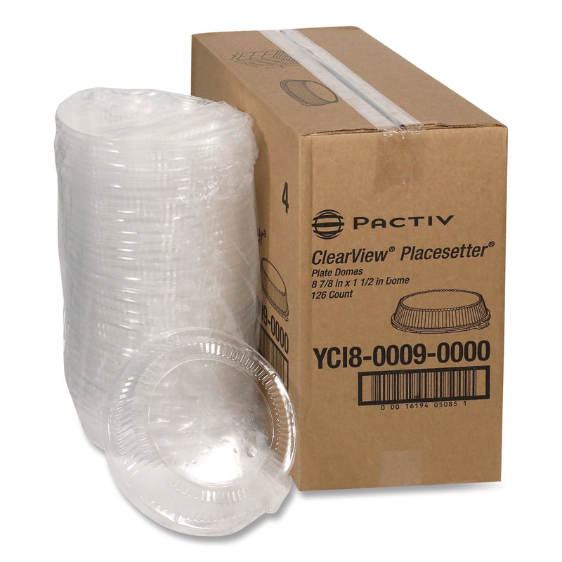 ClearView Dome-Style Lid with Tabs, 8.75" Diameter x 0.8" h, Clear, Plastic, 126/Carton (PCTYCI800090000) Case of 126