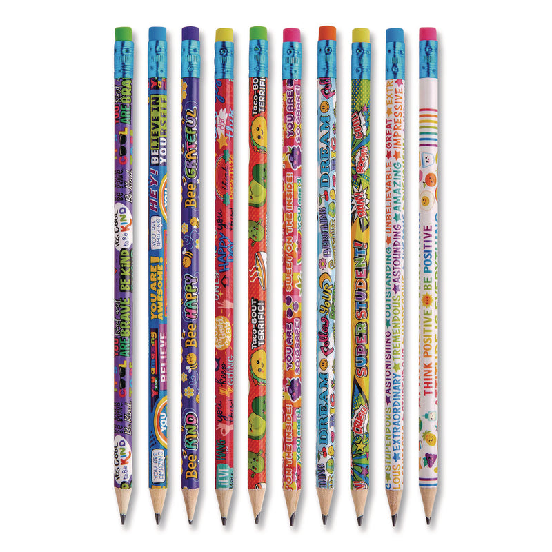 Pencils Motivational Classpack, #2 Black Lead, Assorted Barrels, 10 Designs, 250 Pencils/Set (CZA740171) Each