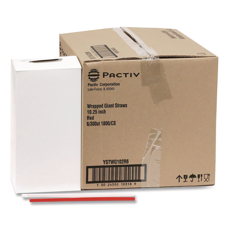 Giant Paper-Wrapped Straw, 10.25, Red, 1,800/Carton (PCTYSTWG102R6) Case of 1800